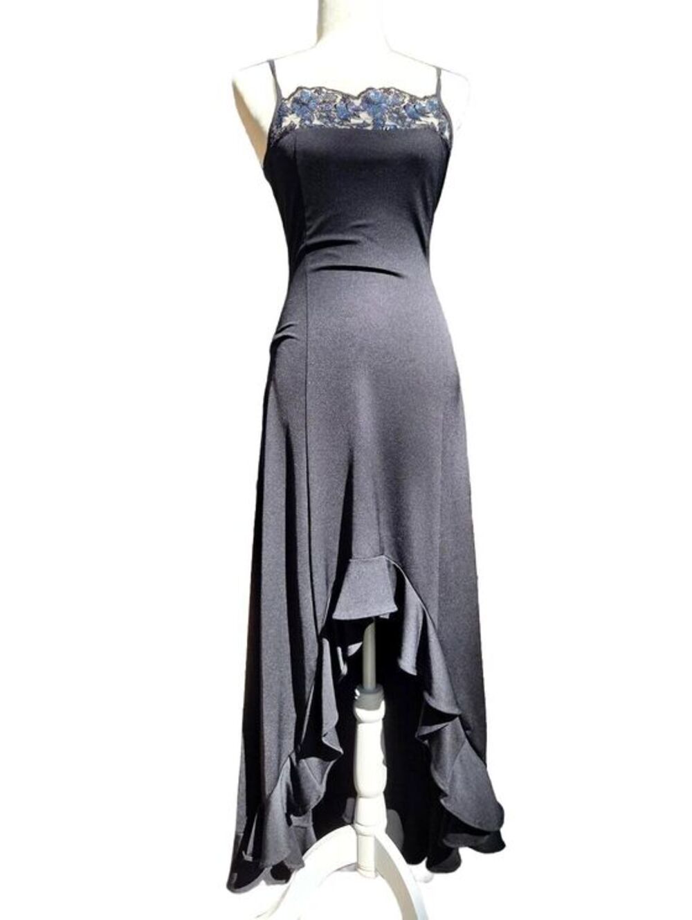 Vintage 90s Whimsigoth Dark Romance Lace Sequin Bodice Whimsigoth Maxi Gown
